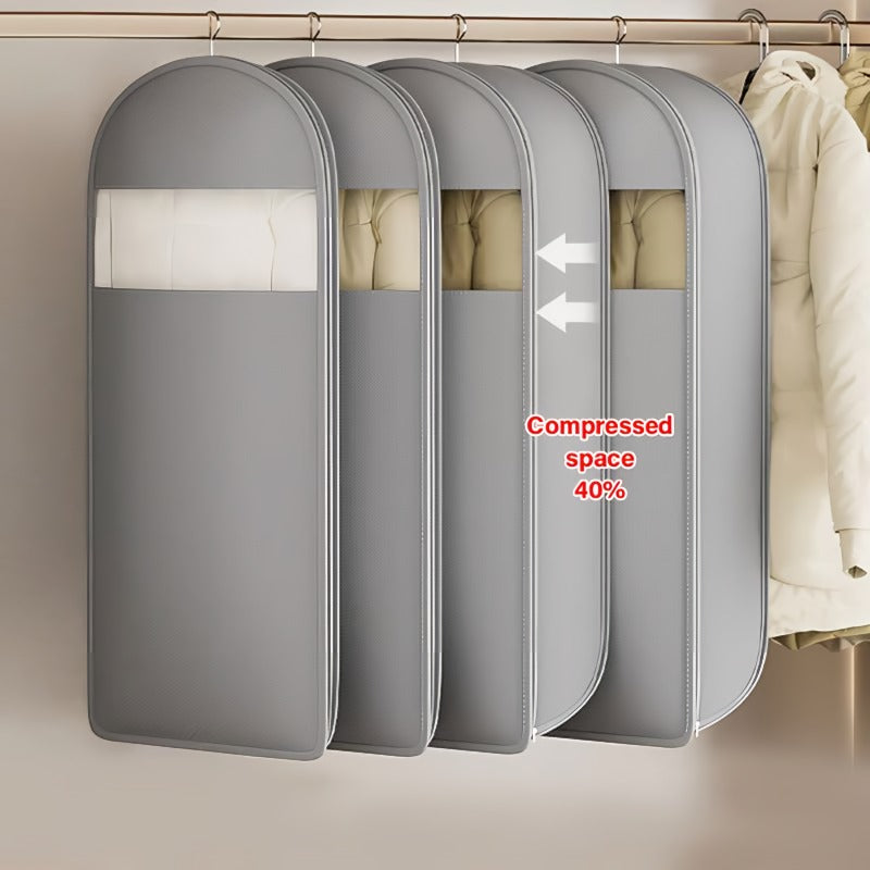 BowLift | Space saving hanging garment bag with self-compressing zipper