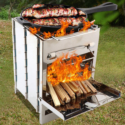 Skanto | Outdoor Folding Wood Stove Mini Stainless Steel Grill Camping Picnic