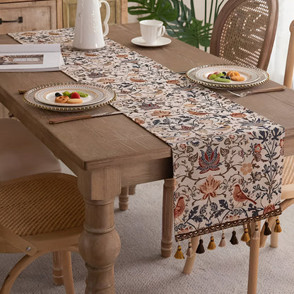 Kalsten | Vintage Floral & Bird Jacquard Table Runner
