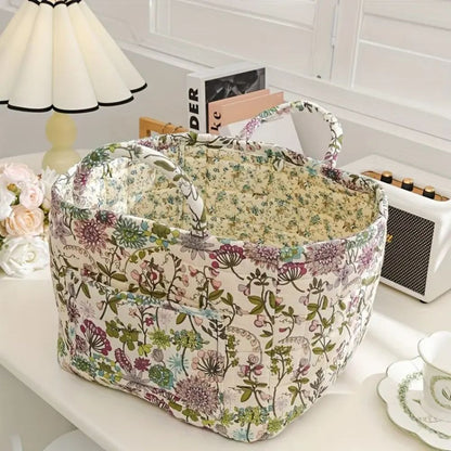 Norvo | Floral Canvas Storage Basket for Home Organization
