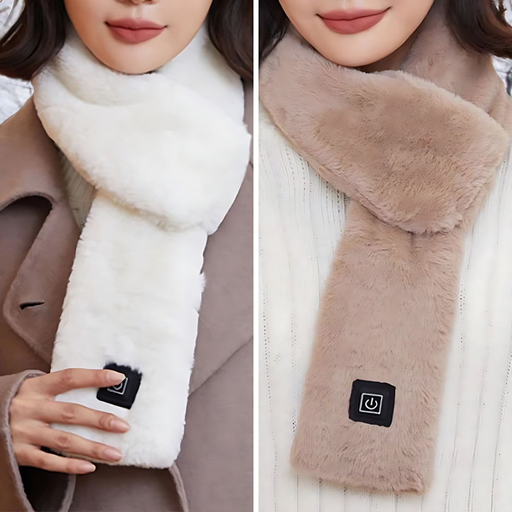 Skanto | Heated Faux Fur Scarf UK – Rechargeable USB Winter Scarf, Soft Thermal Neck Warmer