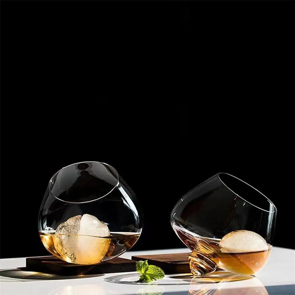 Belly Whiskey and Beer Glass - Rotating Tumbler for Cocktails, Wine and other Drinks Bowlift