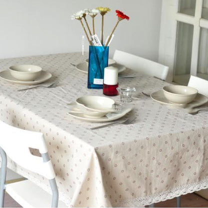 Cotton linen tablecloth with daisy pattern