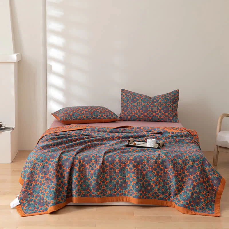 BowLift | Orange & Blue Pattern Six-Layer Cotton Quilt - TerraLoom