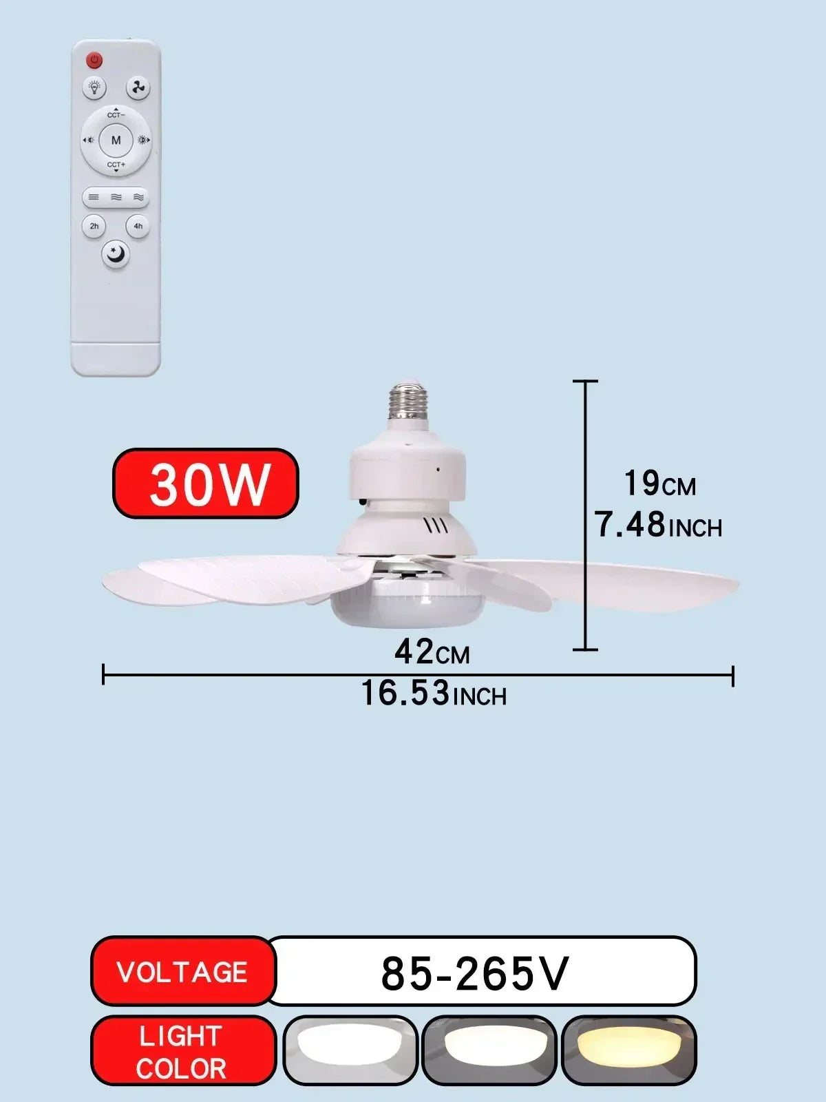 Ceiling fan LED with remote control and dimmable light | Karnz