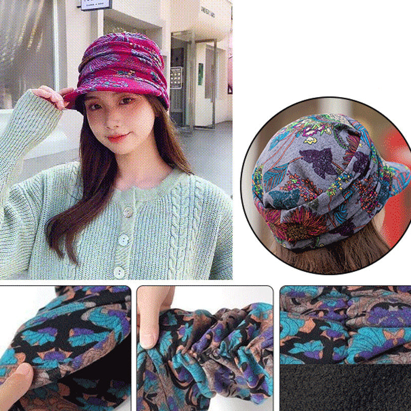 Skanto | Floral Pleated Short Brim Cap