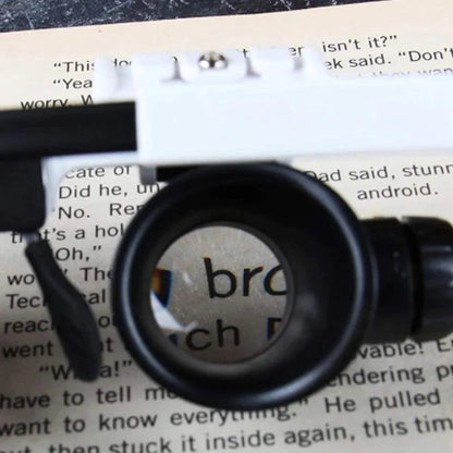 Headband magnifier with 8x, 15x, and 23x magnification.