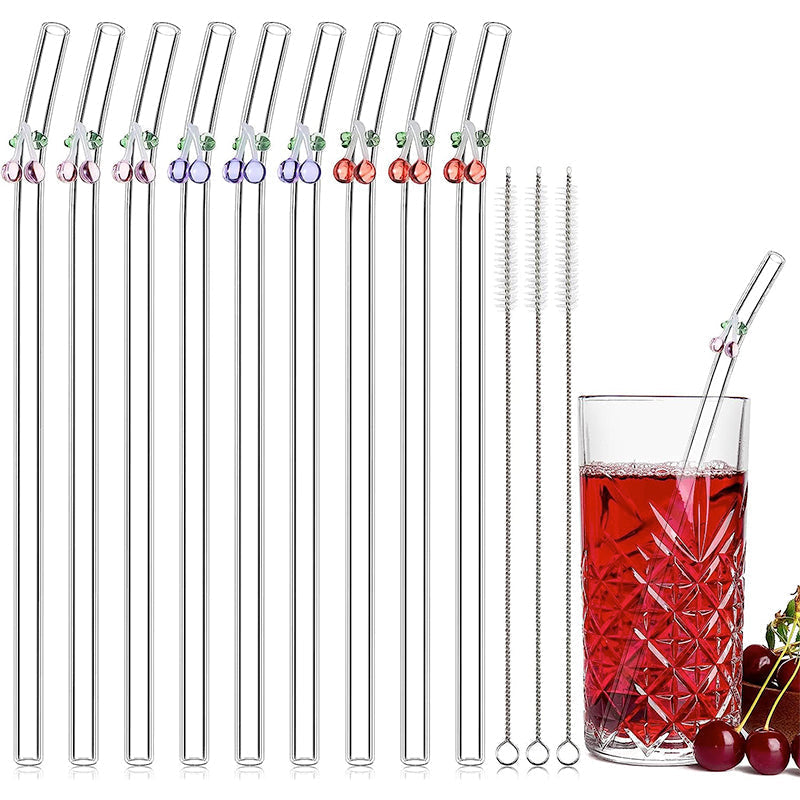 6 PCS Reusable Stained Glass Straws with Cleaning Brush | Bowlift