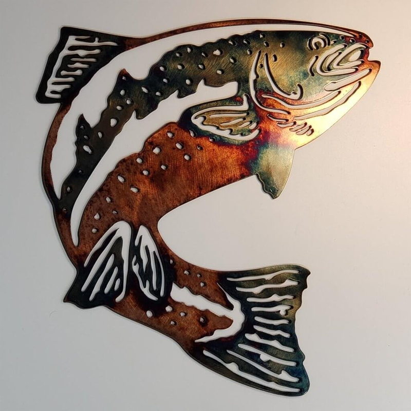 Solo Mallard Hunting & Trout Fishing Scene Creative Metal Wall Art Crafts | Bowlift