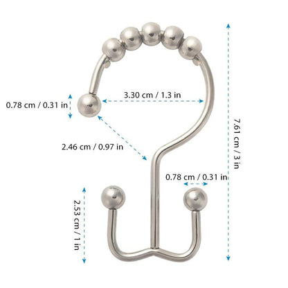 Stainless steel shower curtain hooks (12 pieces) | Bowlift