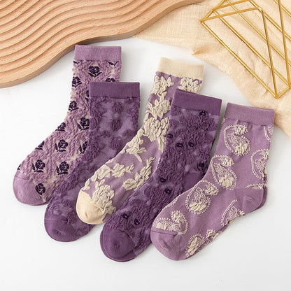 Skanto | Women's Floral Cotton Socks (10 Pairs)
