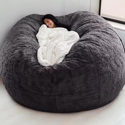 Skanto | Giant 5ft Fluffy Faux Fur Bean Bag Cover – Ultra-Soft Lounge Sofa (Cover Only)