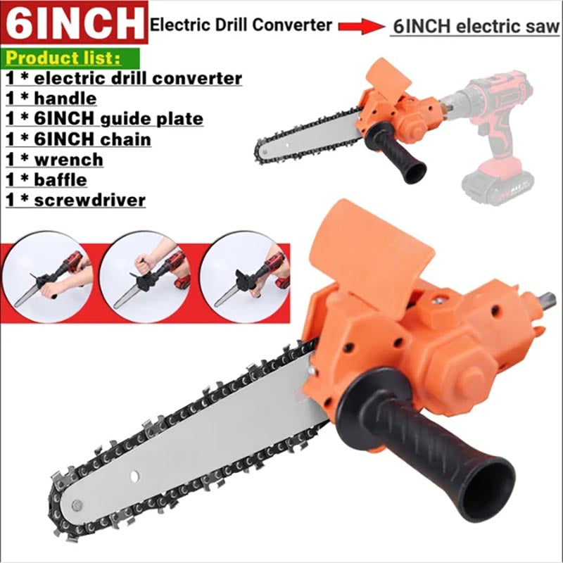 Skanto | 6-Inch Electric Drill Modified to Electric Chainsaw Drill Attachment