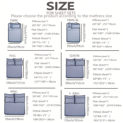 Skanto | 4/6 Pc Luxury Plush Fitted Sheet Set – Soft, Breathable, Color & Fade Resistant Bedding – Deep Pocket Flat Sheet, Fitted Sheet & 2/4 Pillowcases for Bedroom & Hotel Use