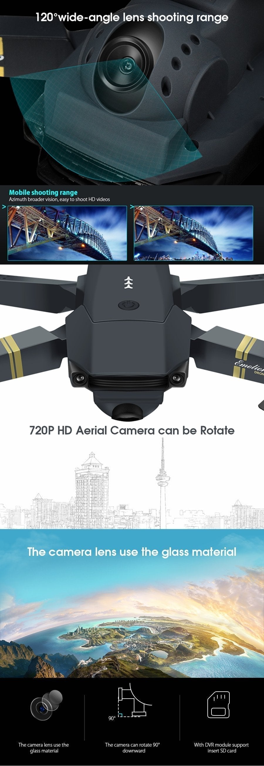 Skanto | Skyhawk HD Foldable Aerial Selfie Drone with 2MP Camera