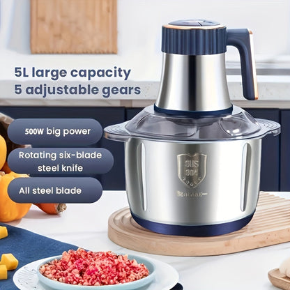 Skanto | Stainless Steel Food Processor – Powerful Meat Grinder & Vegetable Chopper (5L, 5000 RPM)