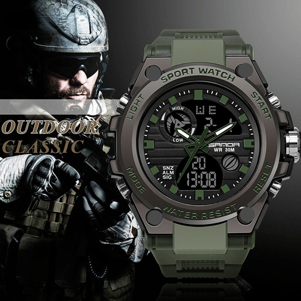 Karnz | Sporty Dual-Display Mode Multifunctional Waterproof Luminous Men's Wristwatch