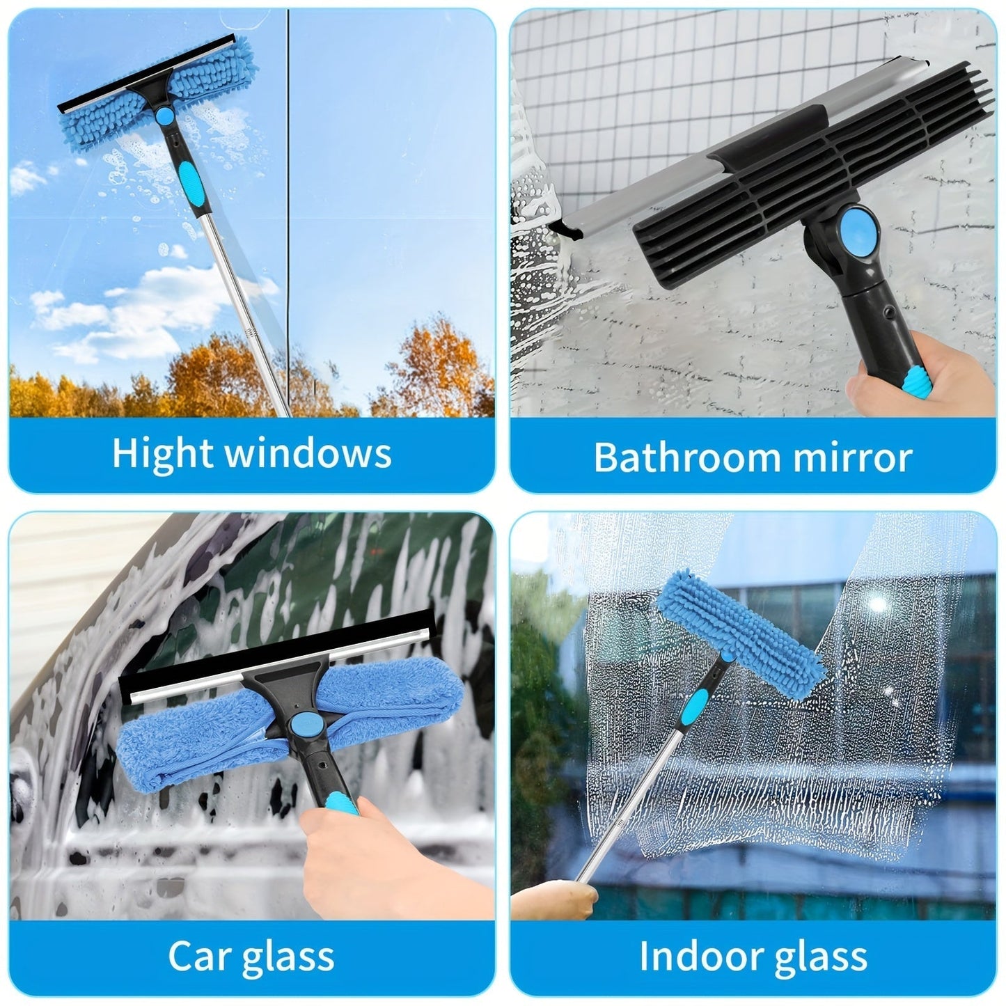 Skanto | Crystal Clear Window Cleaner – Professional 2-in-1 Telescopic Window and Glass Cleaning System