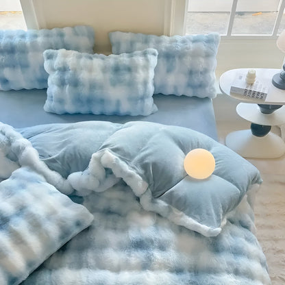 Cozy Plush Bedding Set – Warm and soft for Autumn & Winter | Reversible design in rabbit fur & milk velour | Karnz