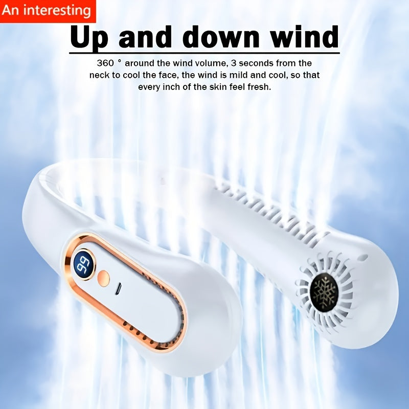1pc Portable USB Cooler Fan with 5 Speeds and Digital Display - Super Strong Technology and Bladeless Design for Outdoor Use | Karnz