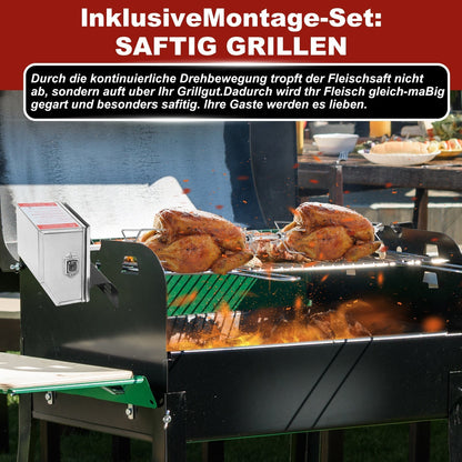 BBQ Rotisserie Spit Stainless Steel Motor 4x Meat Fork | Karnz