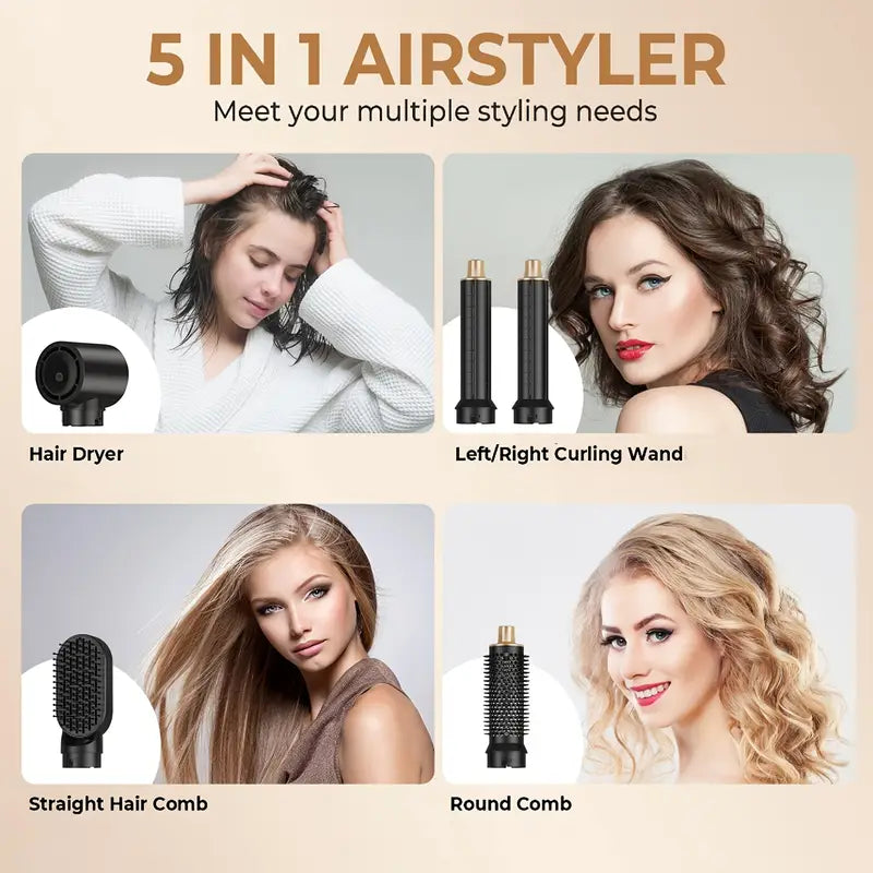 BowLift | ProStyler 5-in-1 Hair Styling Set - Hair Dryer, Curling Iron and Straightening Brush