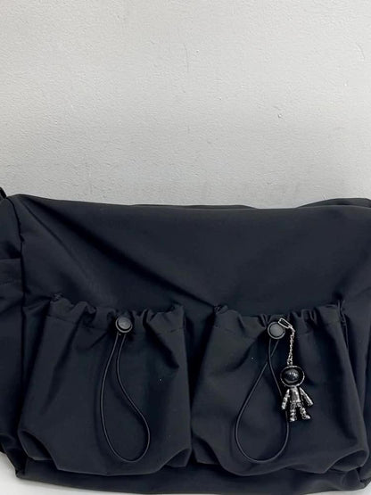 UrbanLiner Nylon Messenger Bag – Black Shoulder Bag with Zipper for Daily Use | Karnz