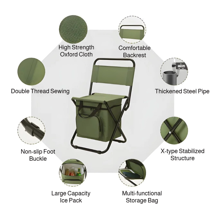 Built-in Cooling Bag Portable Folding Outdoor Stool | Bowlift