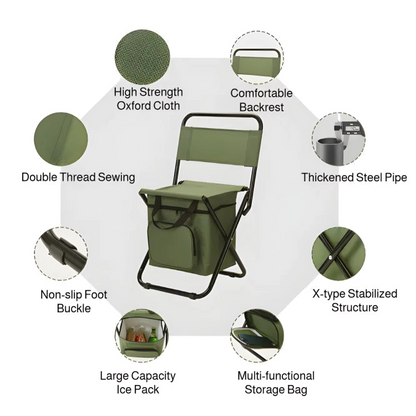 Built-in Cooling Bag Portable Folding Outdoor Stool | Bowlift