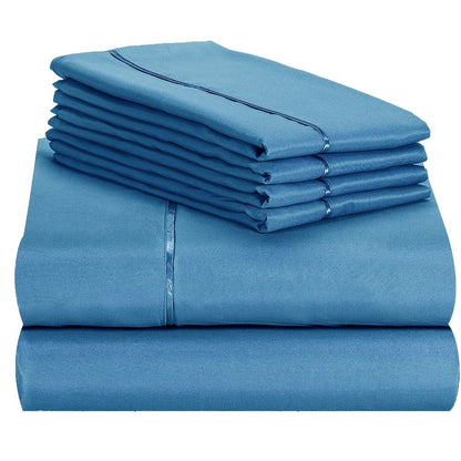 Skanto | 4/6 Pc Luxury Plush Fitted Sheet Set – Soft, Breathable, Color & Fade Resistant Bedding – Deep Pocket Flat Sheet, Fitted Sheet & 2/4 Pillowcases for Bedroom & Hotel Use