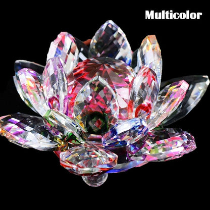 Skanto | 80Mm Quartz Crystal Lotus Flower Craft Glass Feng Shui Ornaments Healing Crystals Home Party Wicca Decoration Yoga Gifts Souvenir