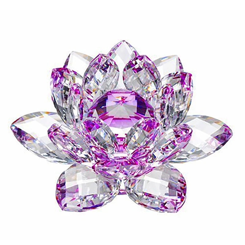 Skanto | 80Mm Quartz Crystal Lotus Flower Craft Glass Feng Shui Ornaments Healing Crystals Home Party Wicca Decoration Yoga Gifts Souvenir