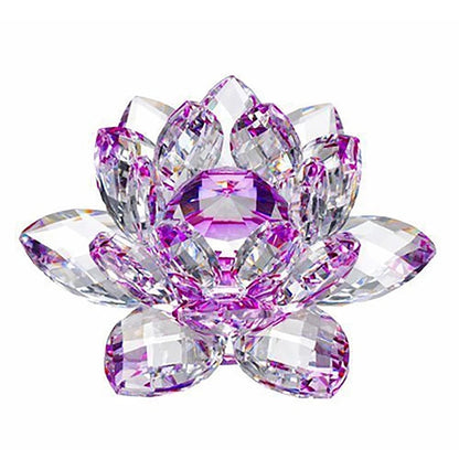 Skanto | 80Mm Quartz Crystal Lotus Flower Craft Glass Feng Shui Ornaments Healing Crystals Home Party Wicca Decoration Yoga Gifts Souvenir