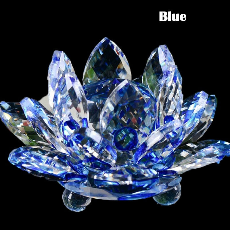 Skanto | 80Mm Quartz Crystal Lotus Flower Craft Glass Feng Shui Ornaments Healing Crystals Home Party Wicca Decoration Yoga Gifts Souvenir