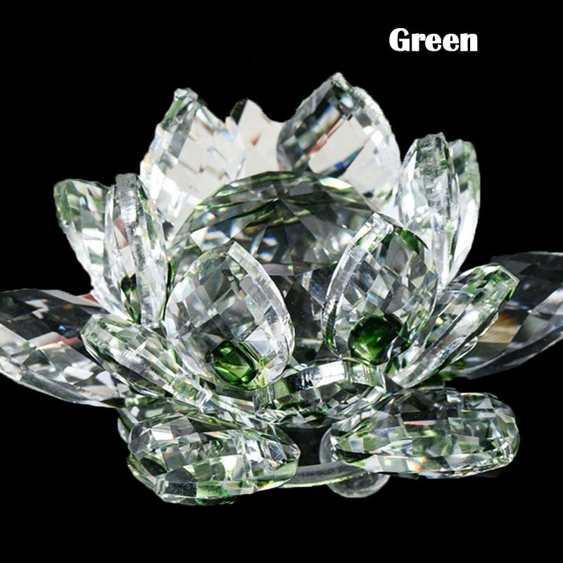 Skanto | 80Mm Quartz Crystal Lotus Flower Craft Glass Feng Shui Ornaments Healing Crystals Home Party Wicca Decoration Yoga Gifts Souvenir