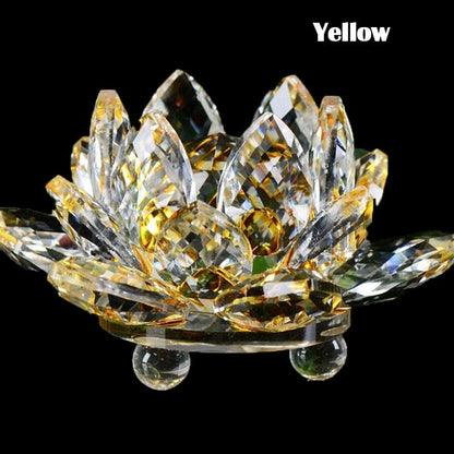 Skanto | 80Mm Quartz Crystal Lotus Flower Craft Glass Feng Shui Ornaments Healing Crystals Home Party Wicca Decoration Yoga Gifts Souvenir