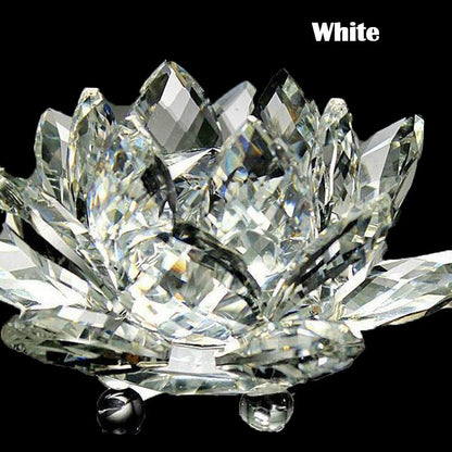Skanto | 80Mm Quartz Crystal Lotus Flower Craft Glass Feng Shui Ornaments Healing Crystals Home Party Wicca Decoration Yoga Gifts Souvenir