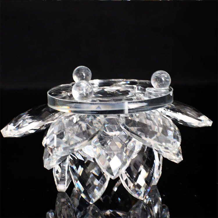 Skanto | 80Mm Quartz Crystal Lotus Flower Craft Glass Feng Shui Ornaments Healing Crystals Home Party Wicca Decoration Yoga Gifts Souvenir