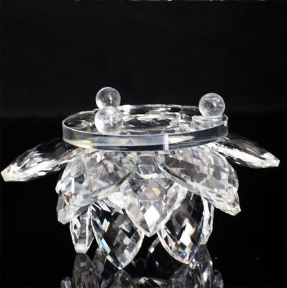 Skanto | 80Mm Quartz Crystal Lotus Flower Craft Glass Feng Shui Ornaments Healing Crystals Home Party Wicca Decoration Yoga Gifts Souvenir