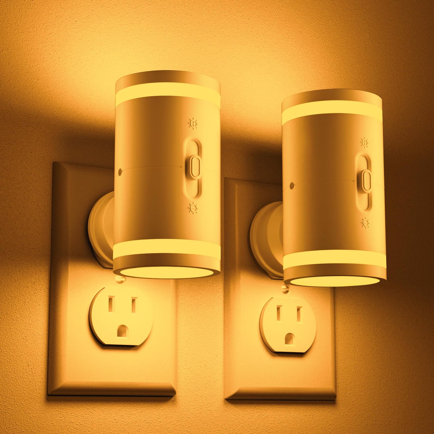 Skanto Skanto | Kindeep Amber Night Light with Dusk to Dawn Sensor, Dimmable 5-120Lm, 2 Pack for Bedroom &