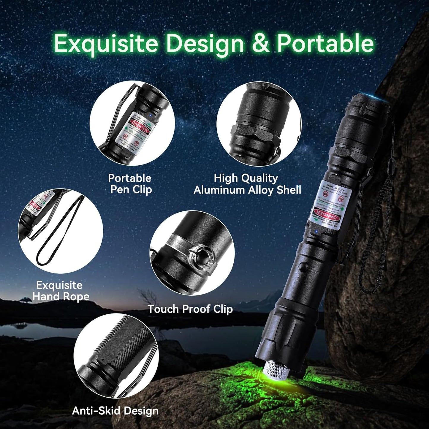 BowLift | Flashlight Rechargeable Green Outdoor LED Torch