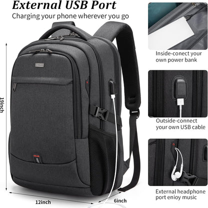 Water-Resistant Travel Laptop Backpack with USB Port & Organised Storage | Bowlift