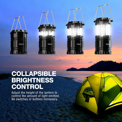 Skanto | Vont 2 Pack LED Camping Lanterns - Super Bright, Portable, Emergency Survival Lights, Batteries Included