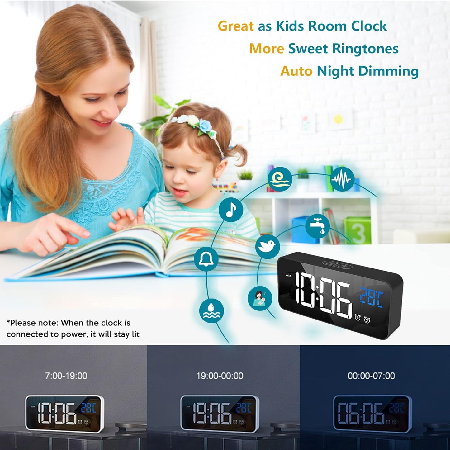 BowLift | 11.5-Inch Digital Calendar Day Clock with 19 Reminders – Claryon