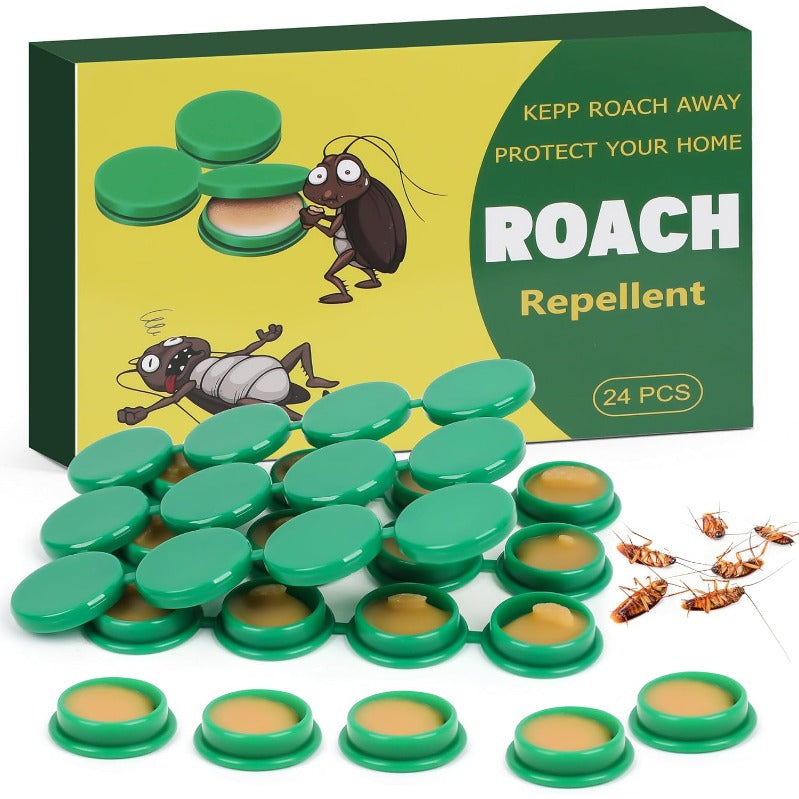 Roach Bait Discs, 24-Pack with Enclosed Housing for Indoor Placement