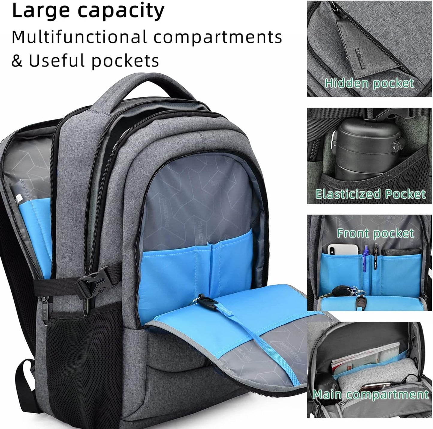 Water-Resistant Travel Laptop Backpack with USB Port & Organised Storage | Bowlift