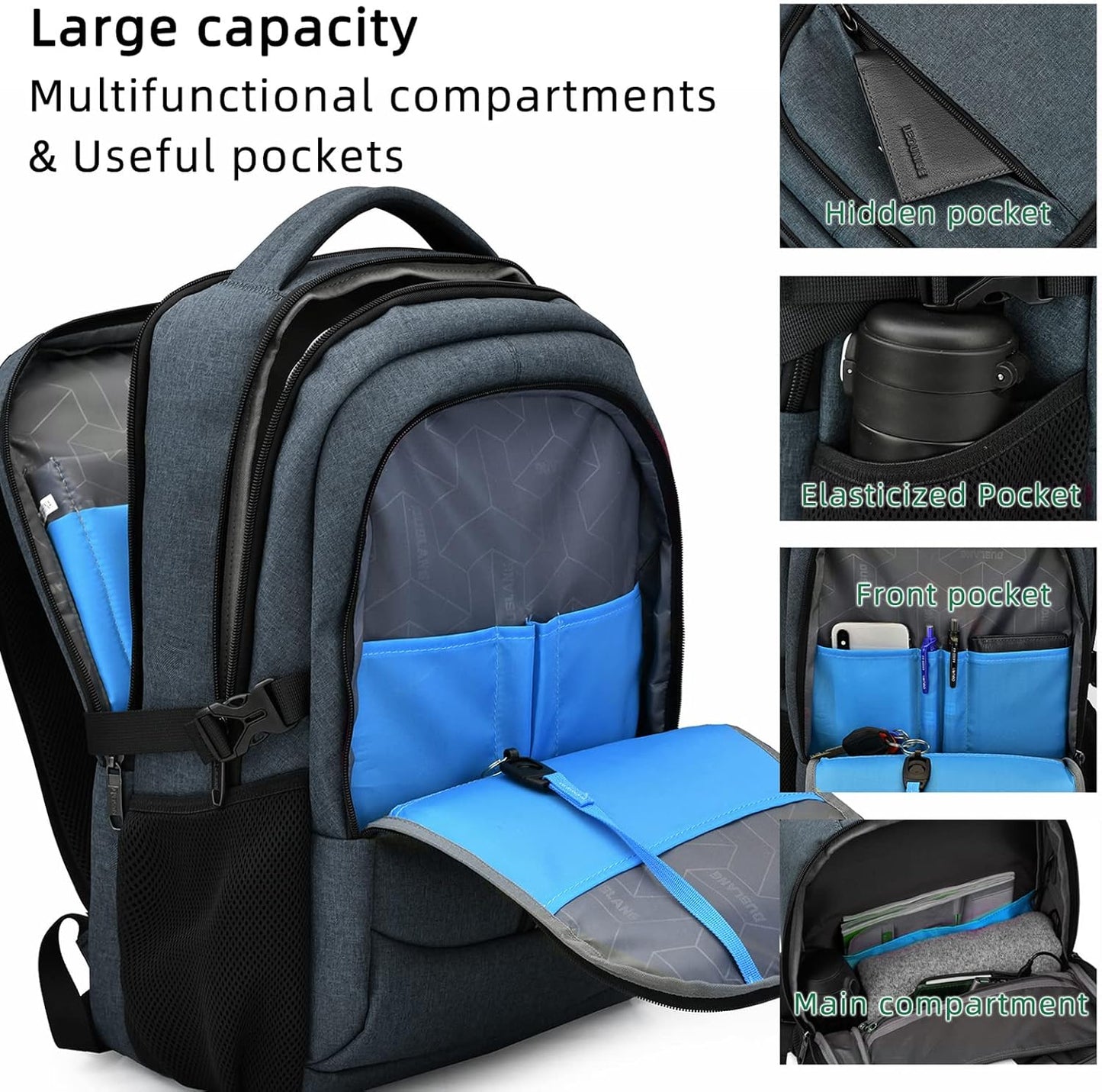 Water-Resistant Travel Laptop Backpack with USB Port & Organised Storage | Bowlift
