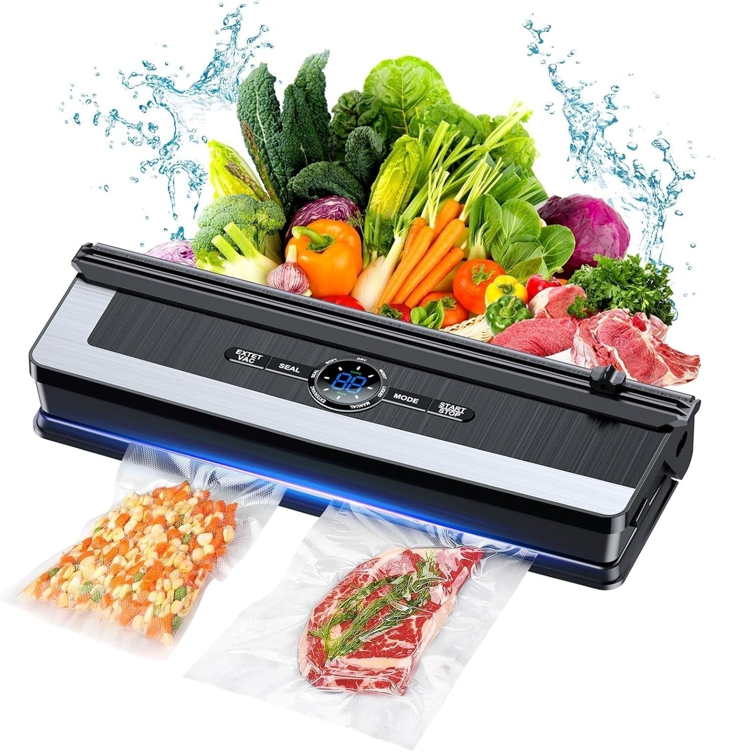 Brehn | Professional 8-in-1 Vacuum Sealer | Integrated Precision Cutter | Modes for Dry & Moist Foods | Airtight LED Sealing System | Incl. 15 Vacuum Bags