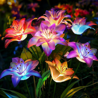 Skanto | Skanto 6 Pack Solar Garden Lights - Waterproof Lily Flowers for Outdoor Garden Decor