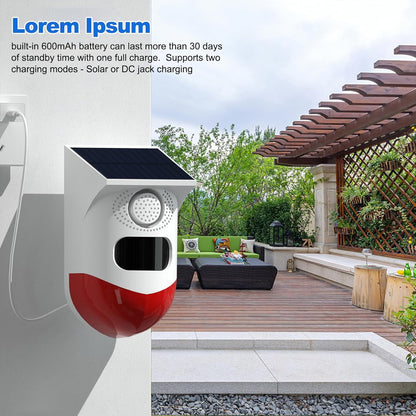 BowLift | Solar Motion Sensor Alarm with 120dB Siren and LED Strobe – Feronix